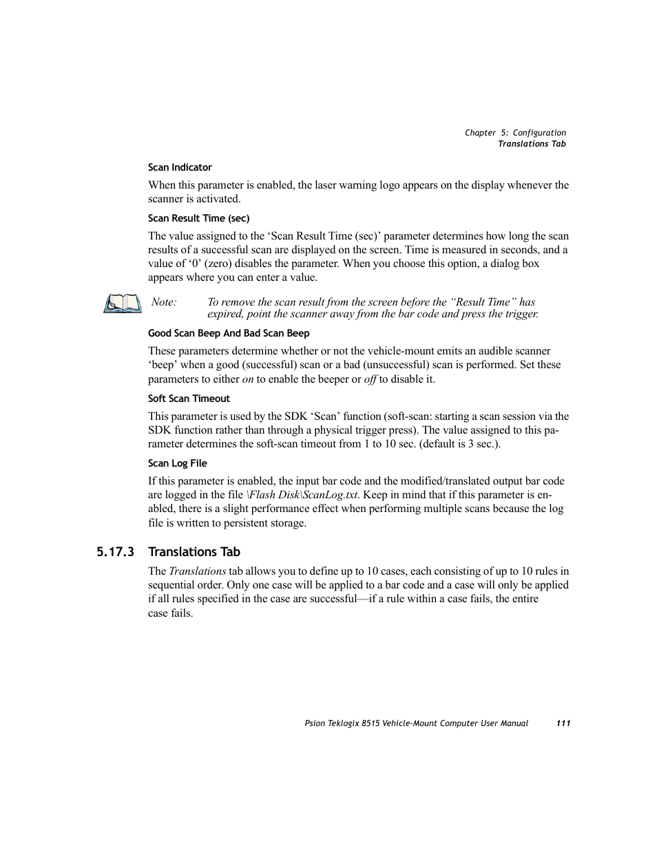 3 translations tab | Psion Teklogix Vehicle-Mount Computer 8515 User Manual | Page 131 / 188