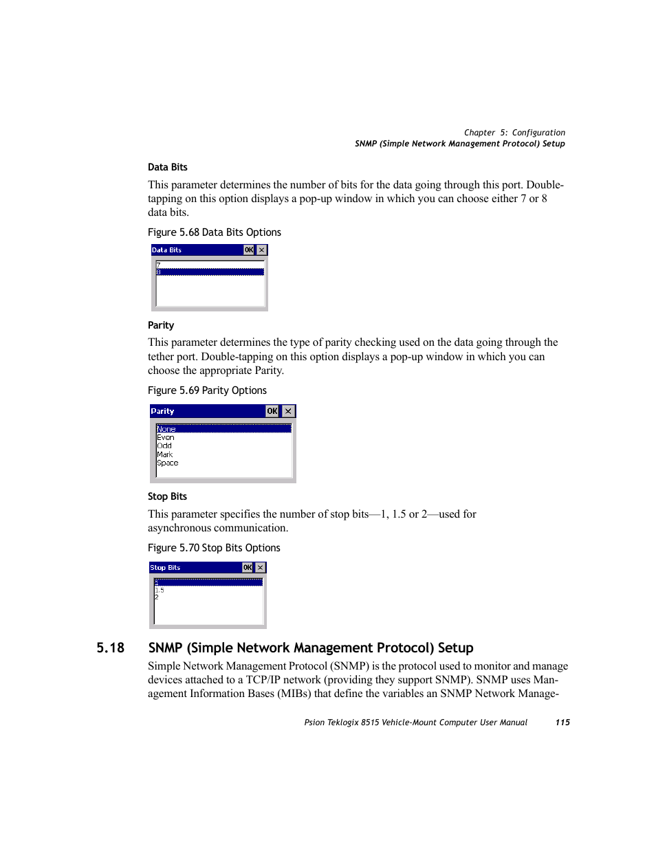 18 snmp (simple network management protocol) setup | Psion Teklogix Vehicle-Mount Computer 8515 User Manual | Page 135 / 188