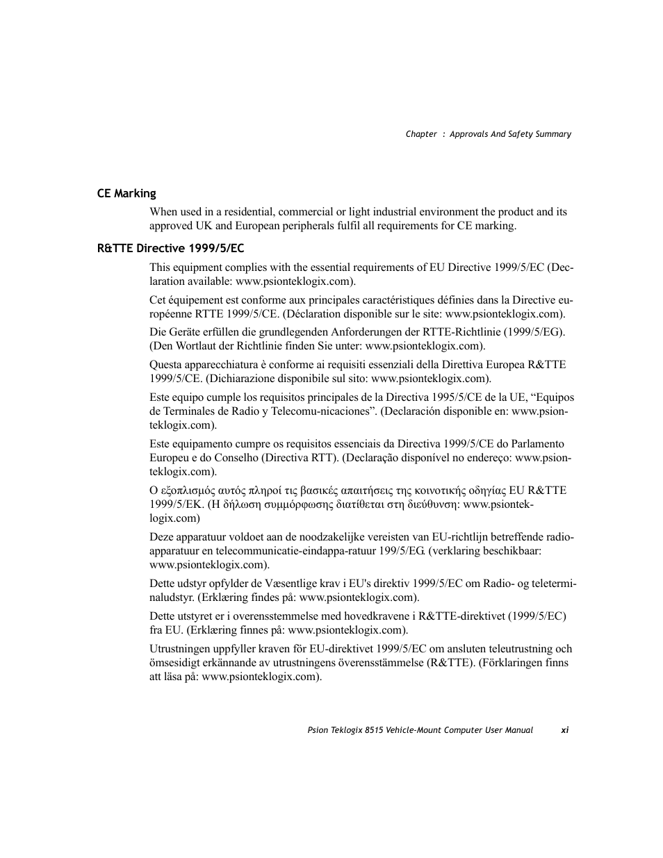 Psion Teklogix Vehicle-Mount Computer 8515 User Manual | Page 15 / 188