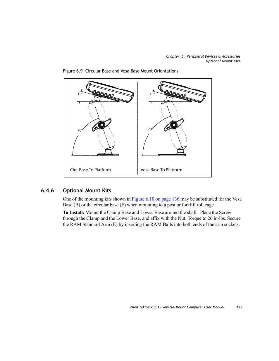 6 optional mount kits, Optional mount kits, Figure 6.9 on | Figure, Figure 6.9 | Psion Teklogix Vehicle-Mount Computer 8515 User Manual | Page 155 / 188