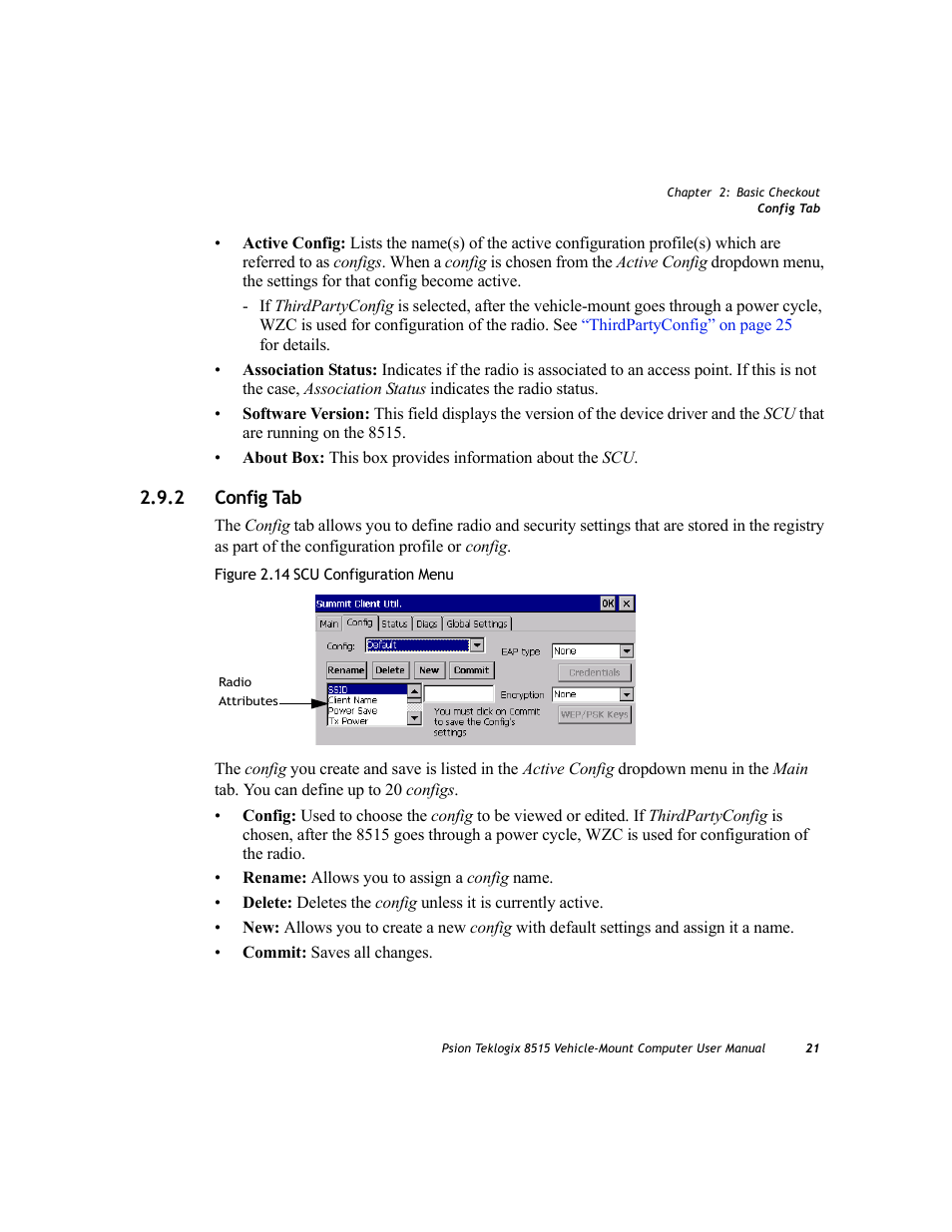 2 config tab, Config tab | Psion Teklogix Vehicle-Mount Computer 8515 User Manual | Page 41 / 188