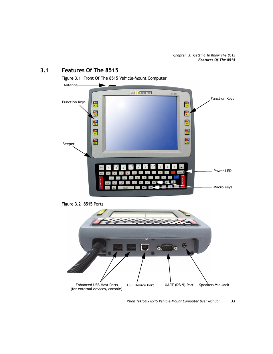 Features of the 8515, 1 features of the 8515 | Psion Teklogix Vehicle-Mount Computer 8515 User Manual | Page 53 / 188