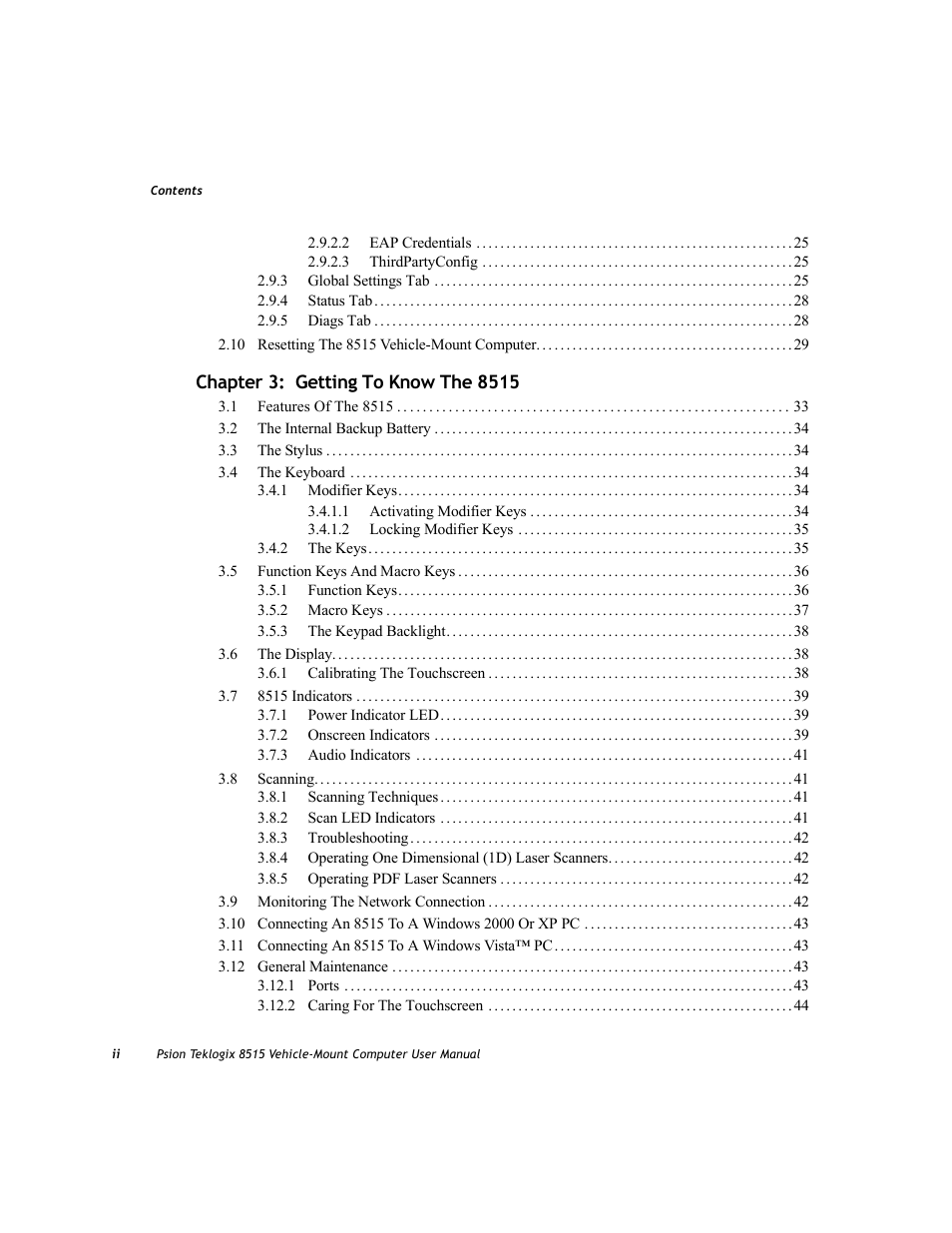 Psion Teklogix Vehicle-Mount Computer 8515 User Manual | Page 6 / 188