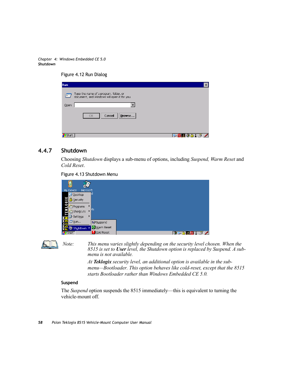 7 shutdown, Shutdown | Psion Teklogix Vehicle-Mount Computer 8515 User Manual | Page 78 / 188