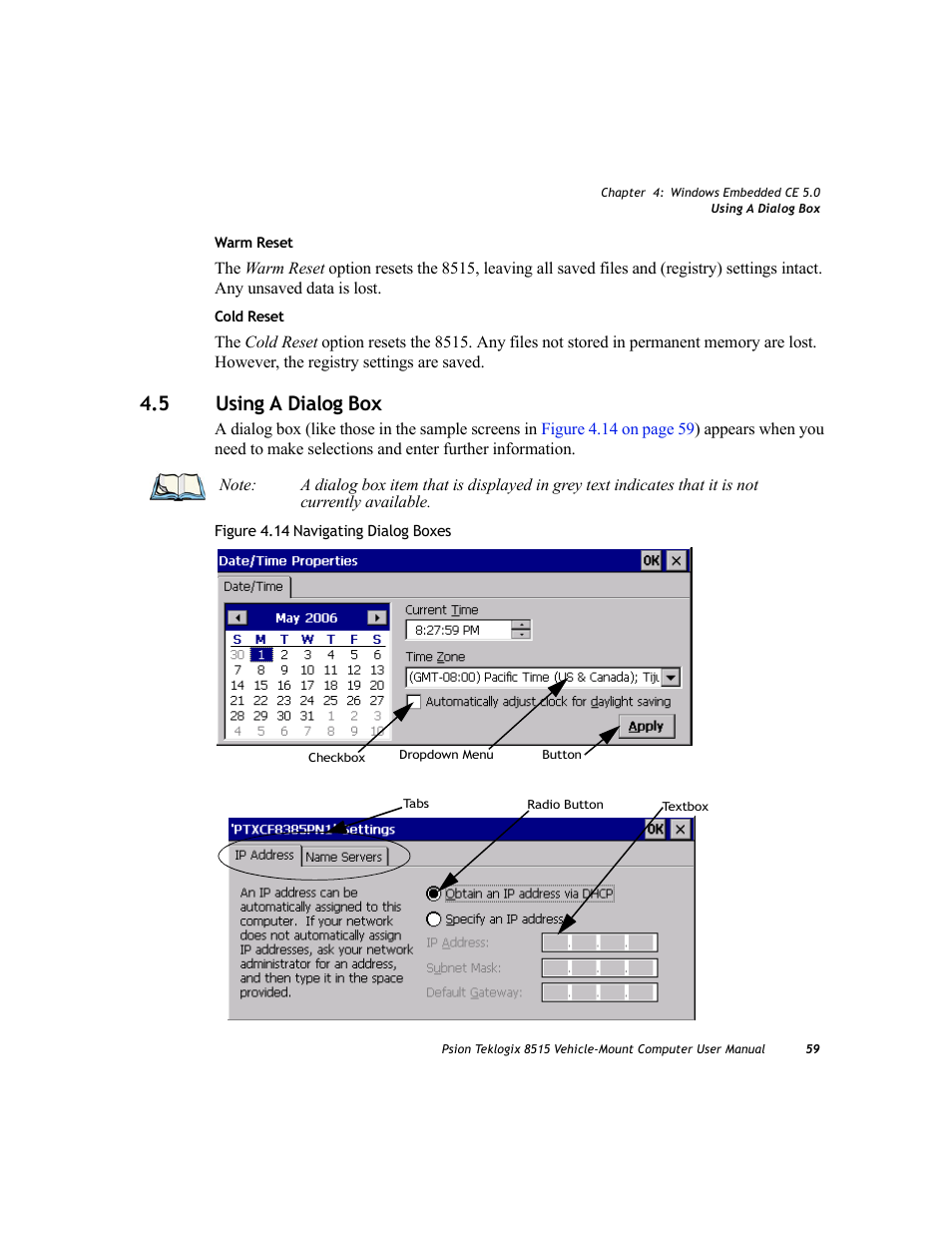 5 using a dialog box, Using a dialog box | Psion Teklogix Vehicle-Mount Computer 8515 User Manual | Page 79 / 188