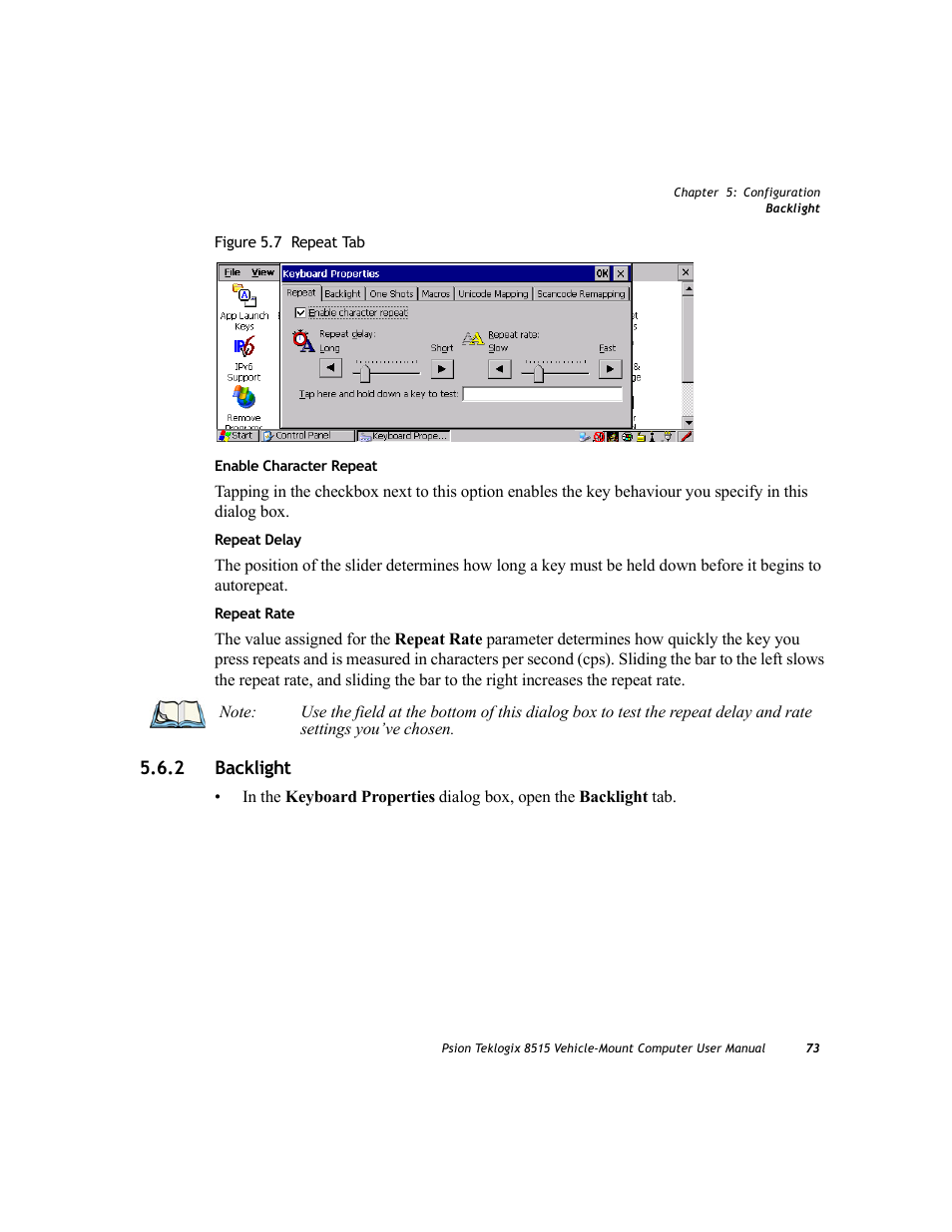 2 backlight, Backlight | Psion Teklogix Vehicle-Mount Computer 8515 User Manual | Page 93 / 188
