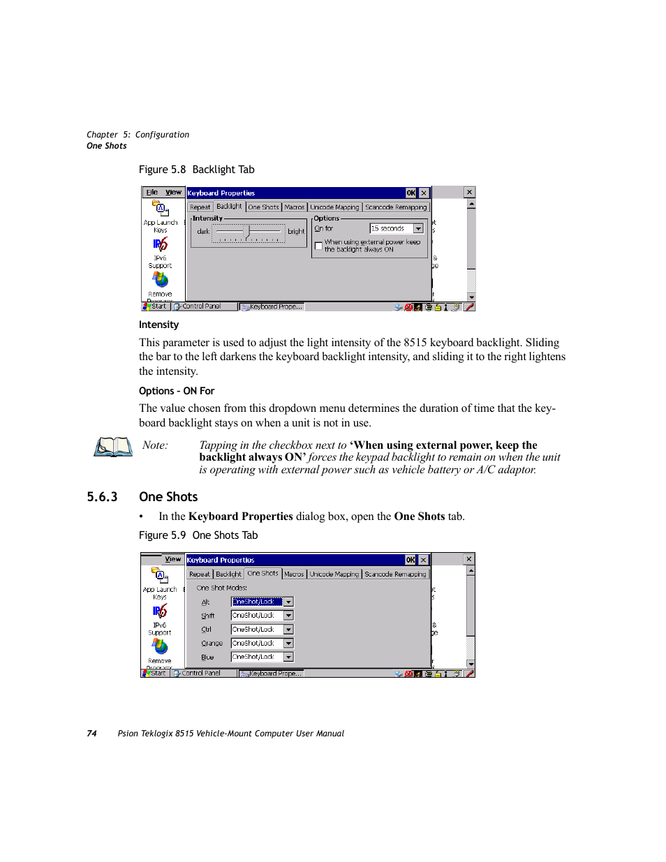 3 one shots, One shots | Psion Teklogix Vehicle-Mount Computer 8515 User Manual | Page 94 / 188