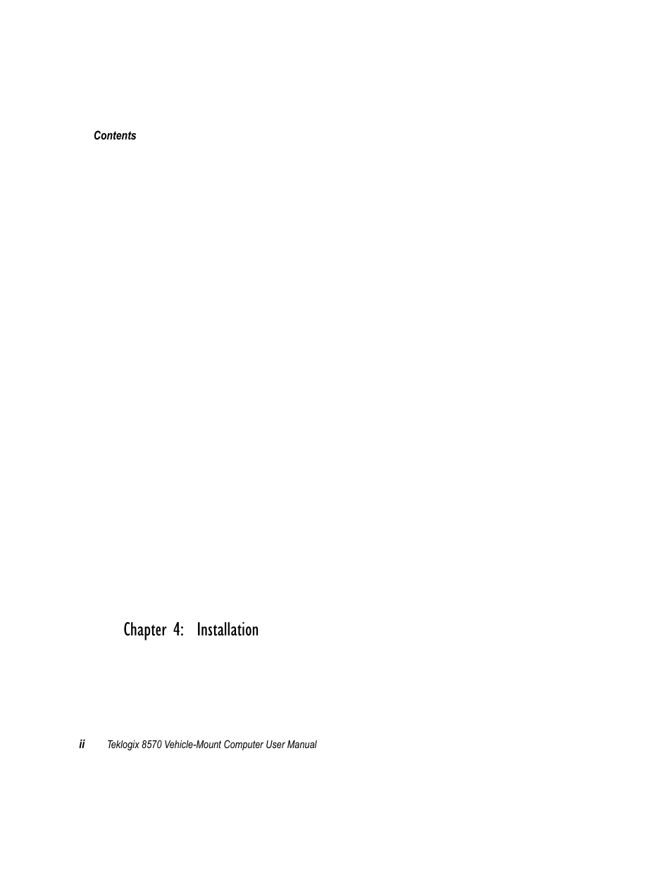 Chapter 4: installation | Psion Teklogix 8570 User Manual | Page 6 / 124