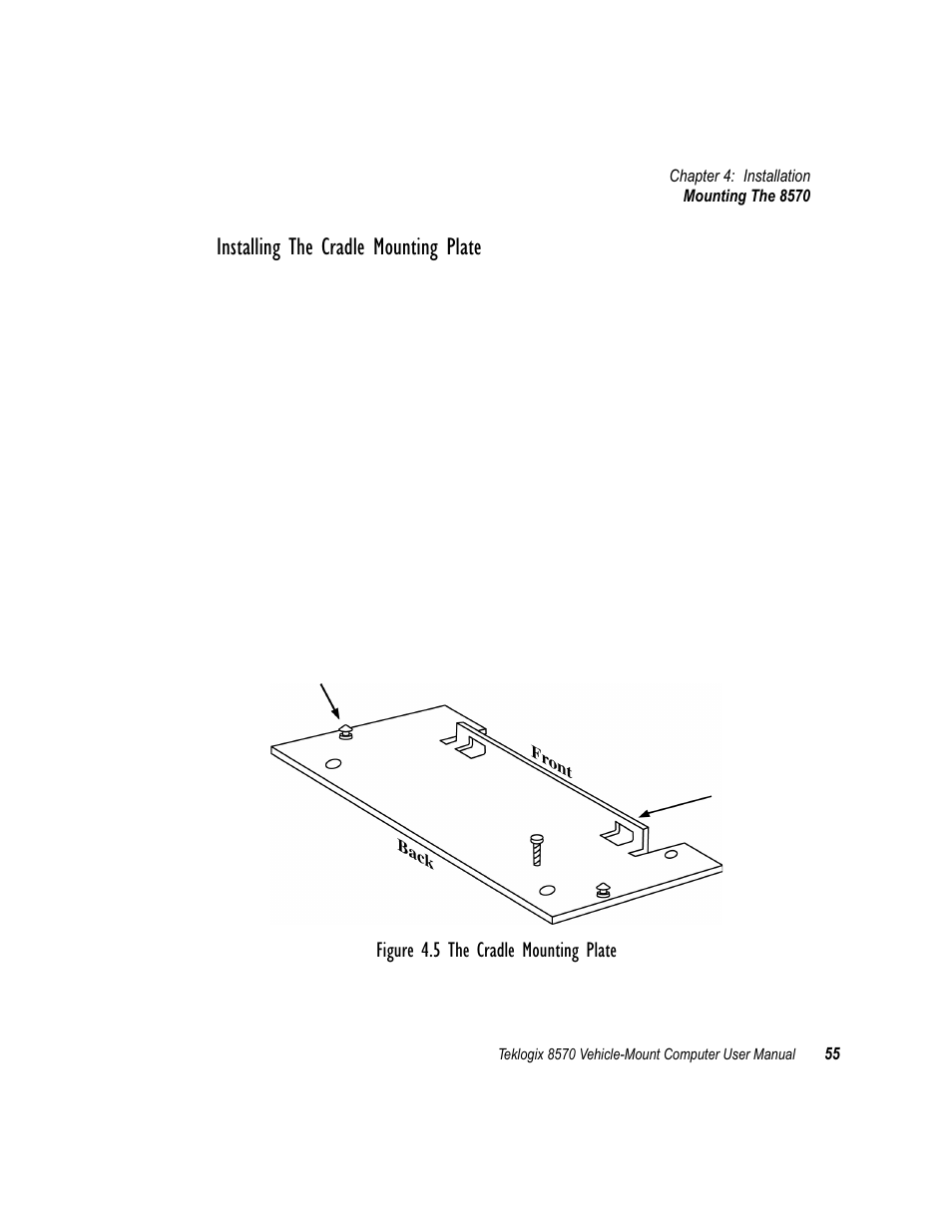 Installing the cradle mounting plate | Psion Teklogix 8570 User Manual | Page 69 / 124
