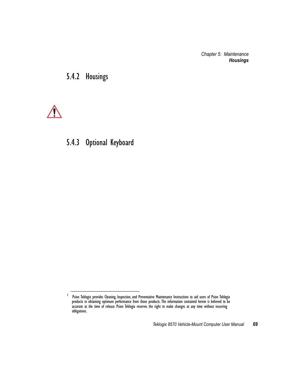 2 housings, 3 optional keyboard, Housings | Optional keyboard | Psion Teklogix 8570 User Manual | Page 83 / 124