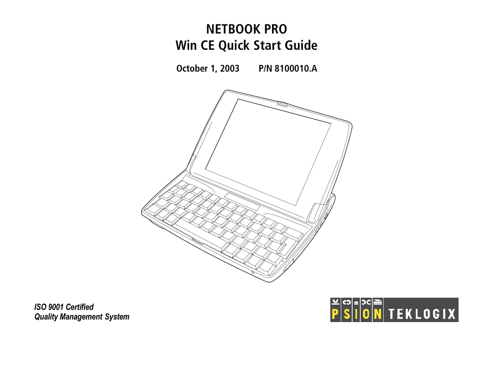 Psion Teklogix Notebook Pro User Manual | 72 pages