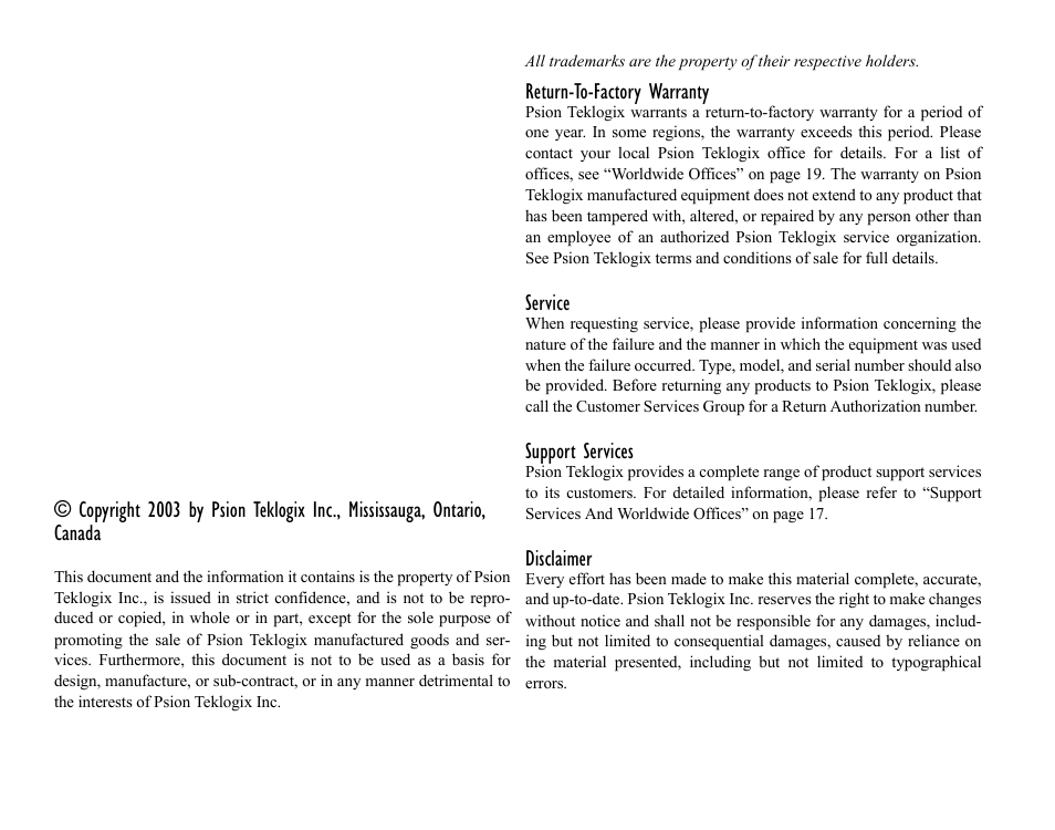 Psion Teklogix Notebook Pro User Manual | Page 2 / 72