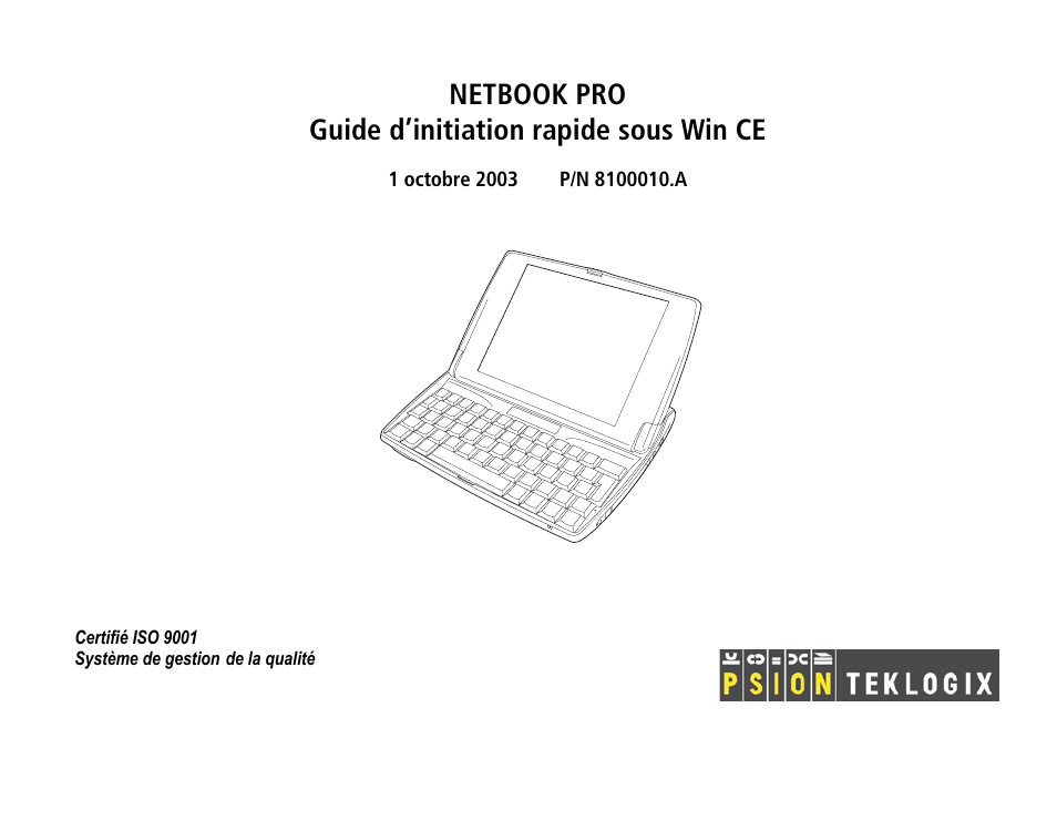 Français, Netbook pro guide d’initiation rapide sous win ce | Psion Teklogix Notebook Pro User Manual | Page 25 / 72