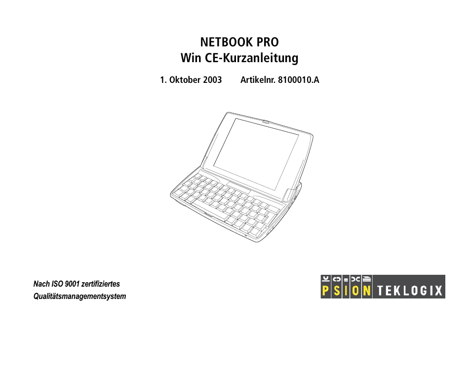 Deutsch, Netbook pro win ce-kurzanleitung | Psion Teklogix Notebook Pro User Manual | Page 49 / 72