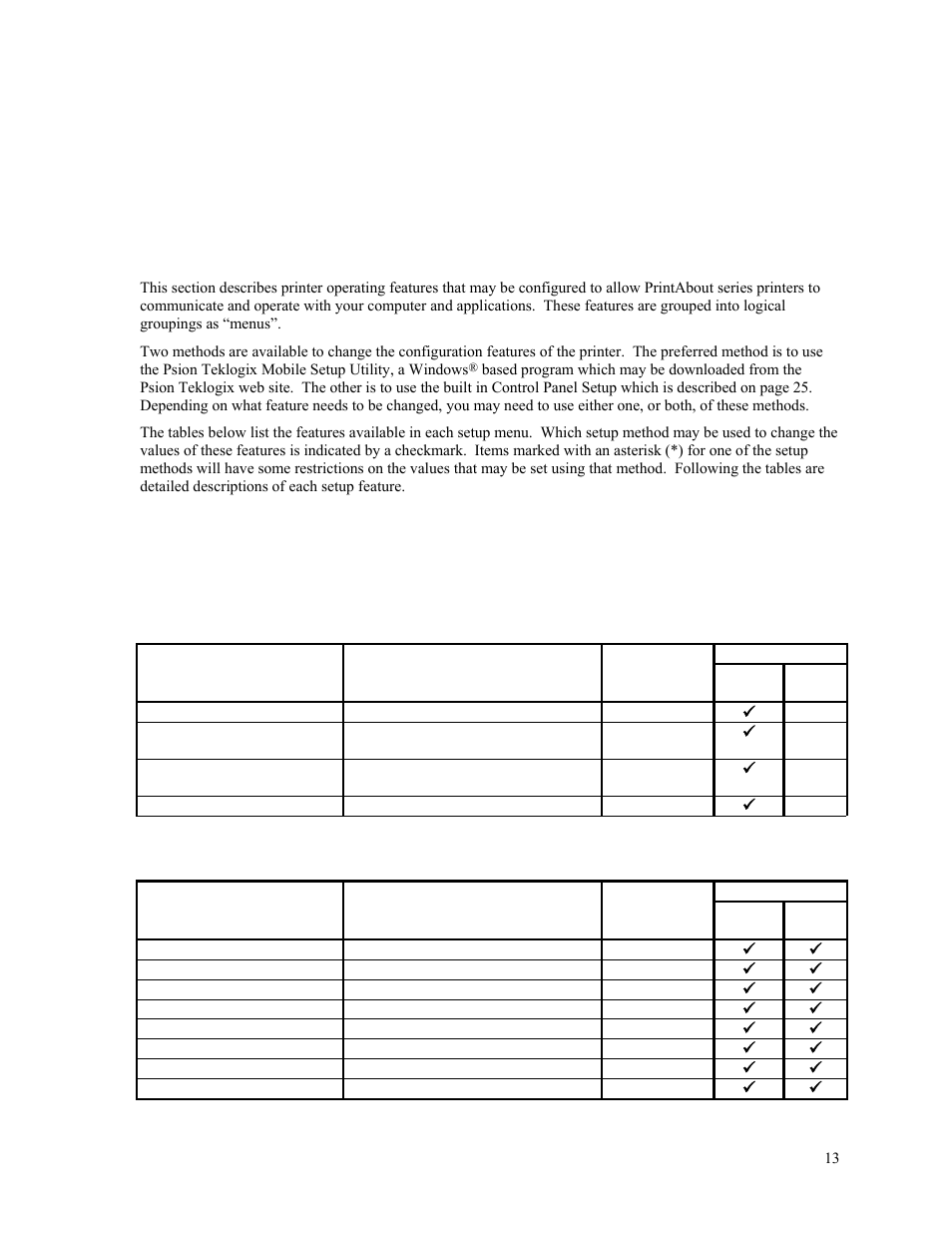 Printer configuration, Introduction, Setup menu summary | Printer configuration c | Psion Teklogix PrintAbout MP2000 User Manual | Page 19 / 55