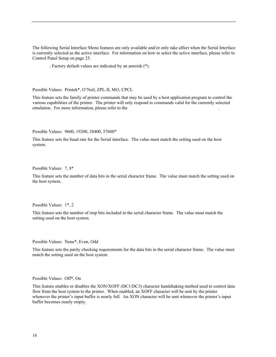 Serial interface | Psion Teklogix PrintAbout MP2000 User Manual | Page 22 / 55