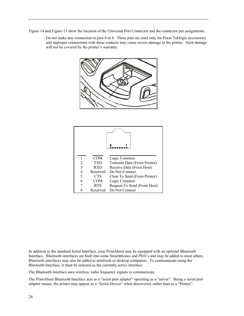 Bluetooth® interface, Bluetooth interface | Psion Teklogix PrintAbout MP2000 User Manual | Page 34 / 55