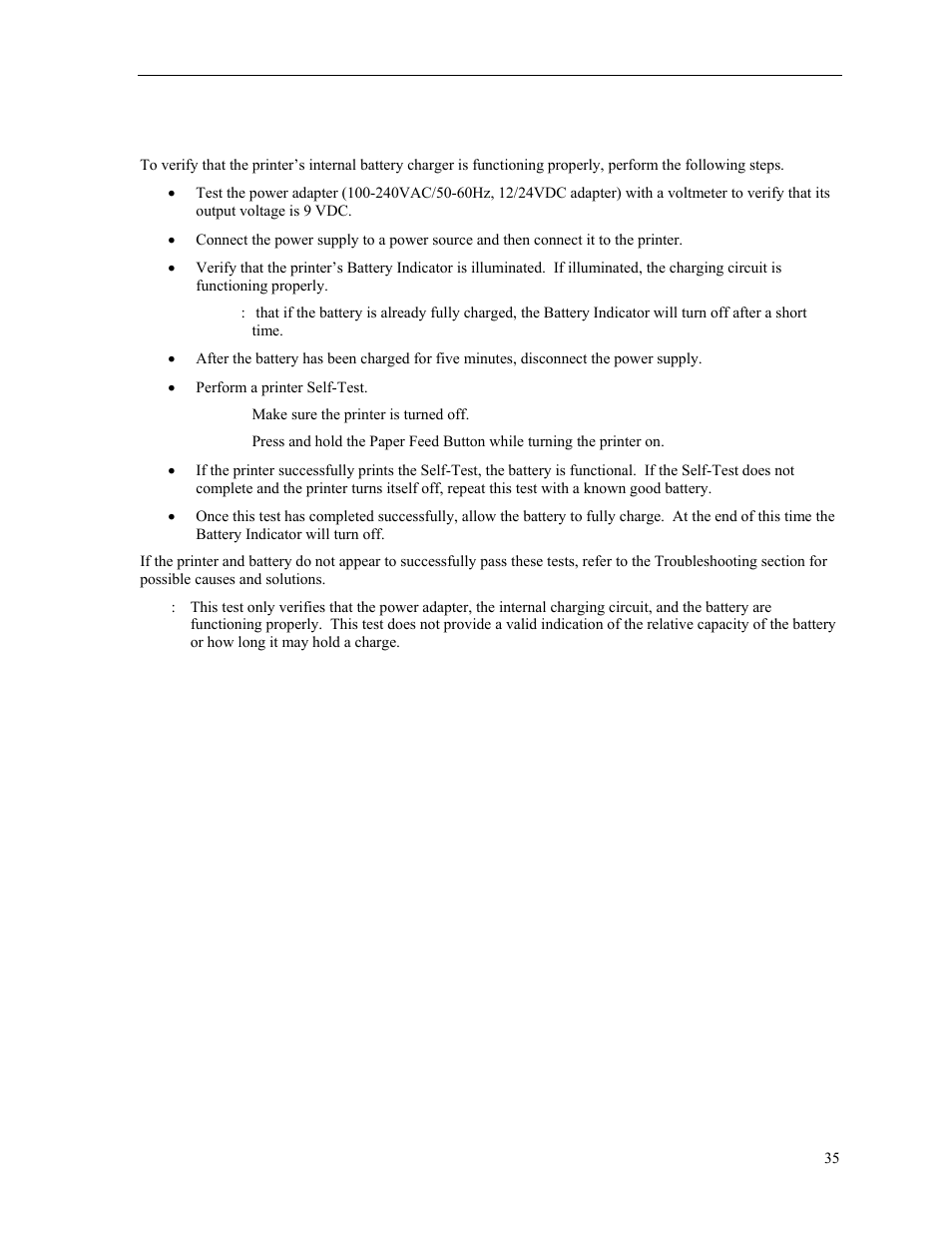 Testing the power supply and battery | Psion Teklogix PrintAbout MP2000 User Manual | Page 41 / 55