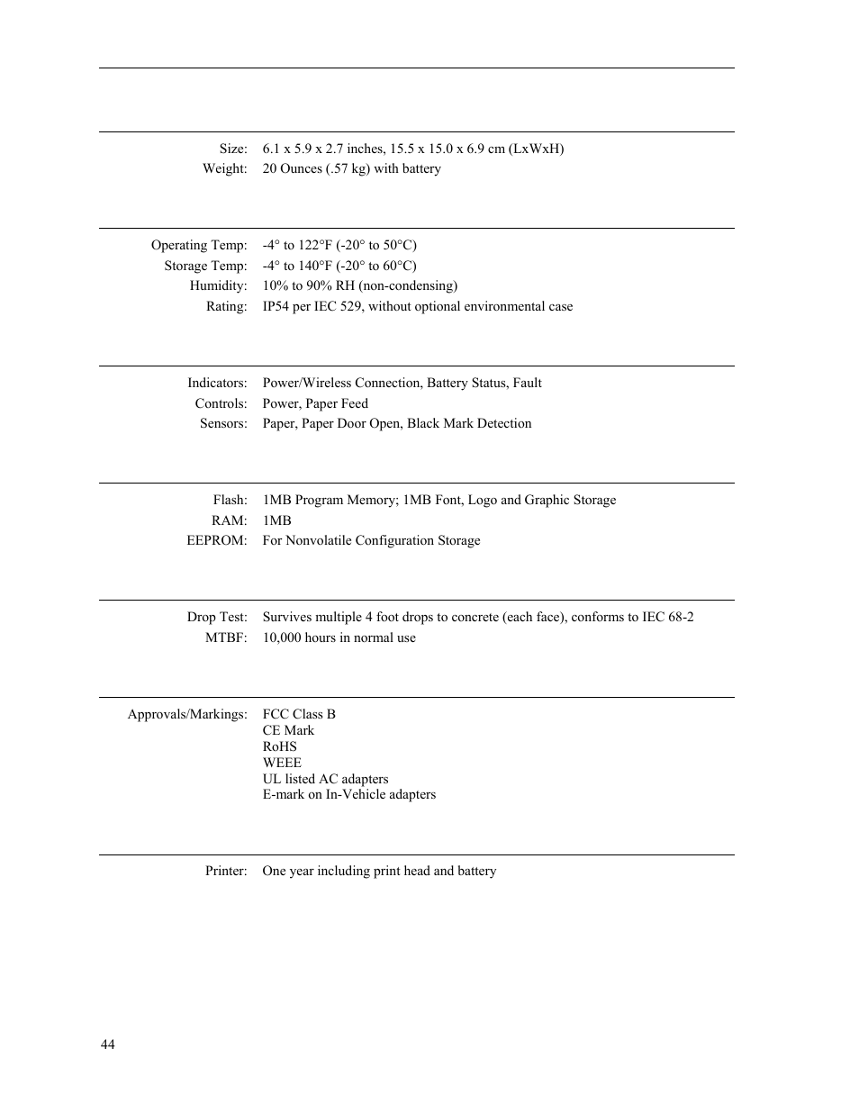 Psion Teklogix PrintAbout MP2000 User Manual | Page 50 / 55