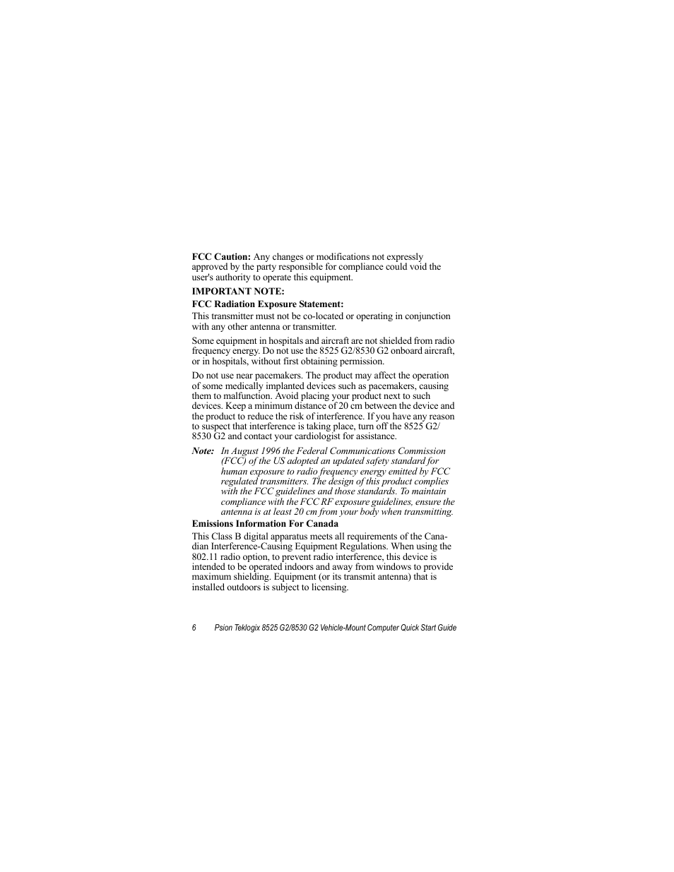 Psion Teklogix Vehicle-Mount Computer 8530 G2 User Manual | Page 12 / 60