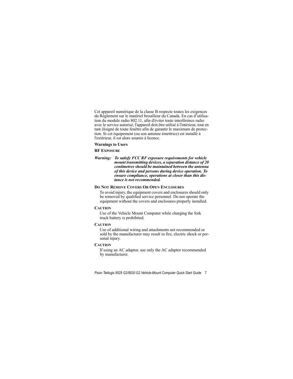 Psion Teklogix Vehicle-Mount Computer 8530 G2 User Manual | Page 13 / 60