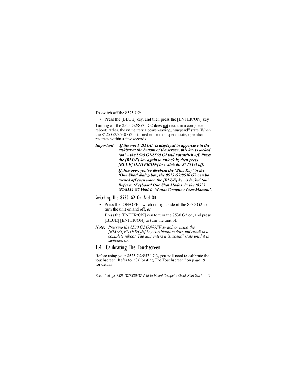 4 calibrating the touchscreen | Psion Teklogix Vehicle-Mount Computer 8530 G2 User Manual | Page 25 / 60