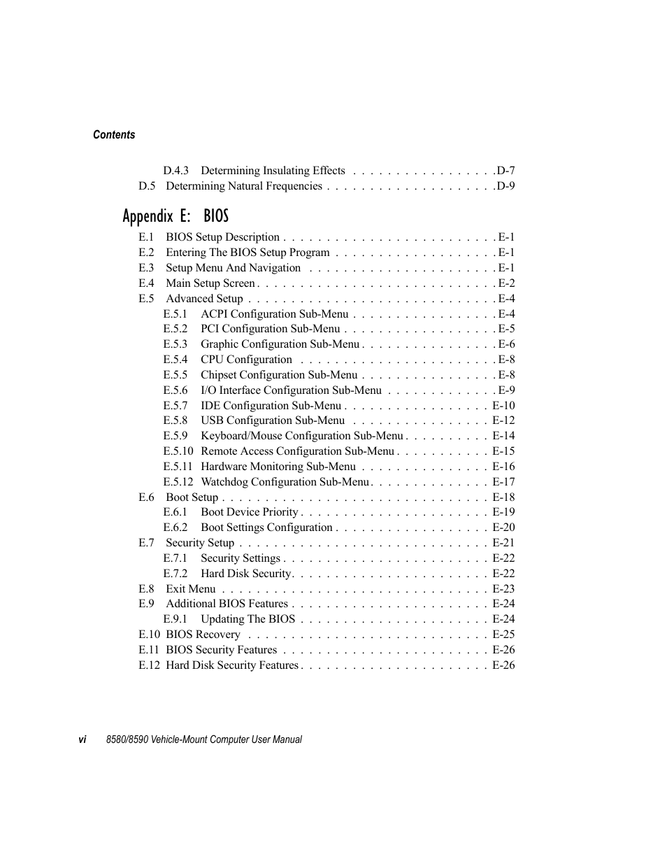 Appendix e: bios | Psion Teklogix Vehicle-Mount Computer 8590 User Manual | Page 12 / 212