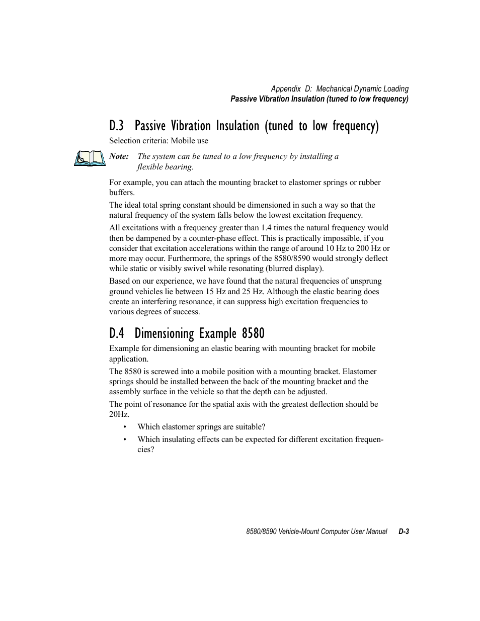 D.4 dimensioning example 8580 | Psion Teklogix Vehicle-Mount Computer 8590 User Manual | Page 173 / 212