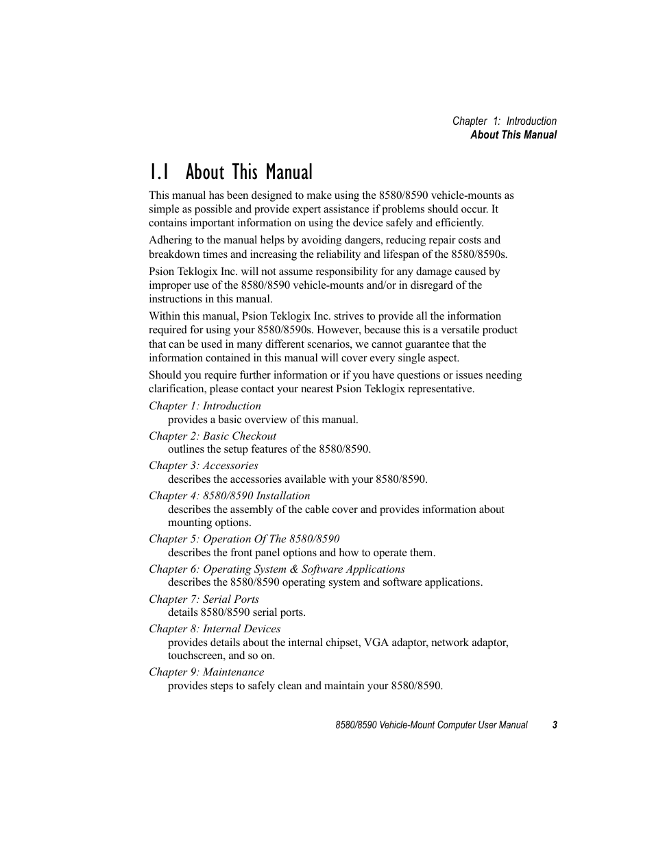 1 about this manual | Psion Teklogix Vehicle-Mount Computer 8590 User Manual | Page 29 / 212