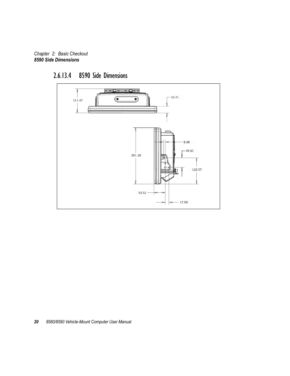 4 8590 side dimensions | Psion Teklogix Vehicle-Mount Computer 8590 User Manual | Page 46 / 212