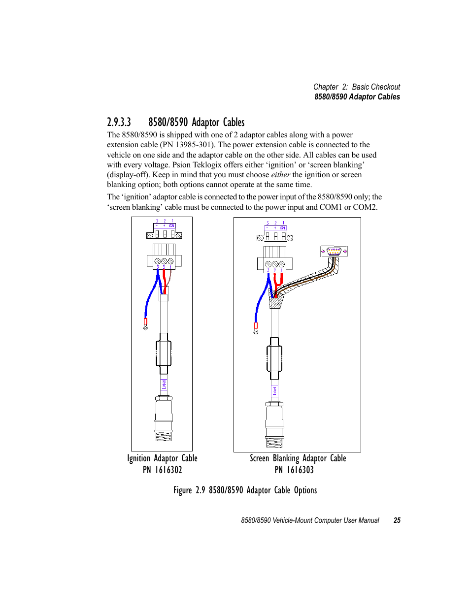 3 8580/8590 adaptor cables | Psion Teklogix Vehicle-Mount Computer 8590 User Manual | Page 51 / 212