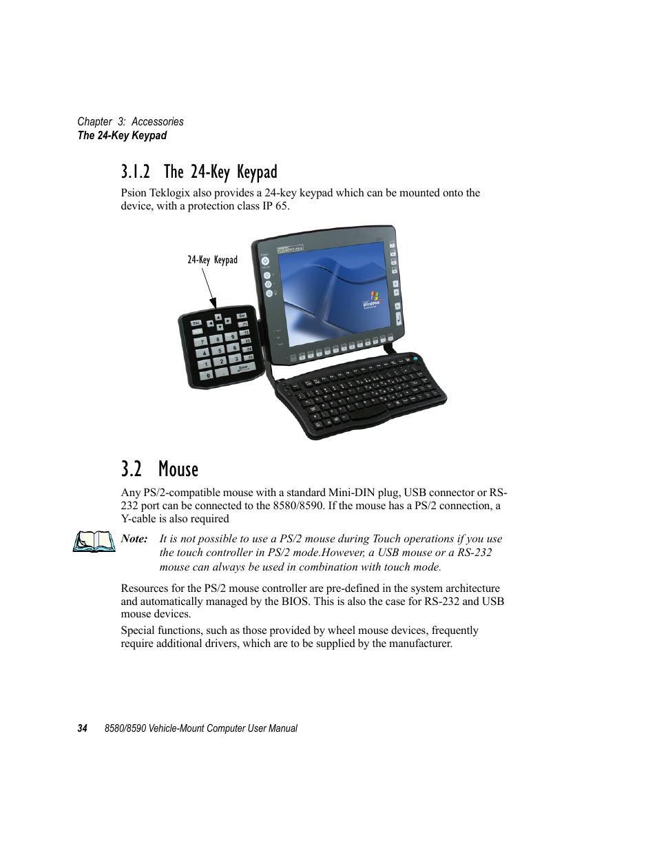 2 the 24-key keypad, 2 mouse | Psion Teklogix Vehicle-Mount Computer 8590 User Manual | Page 60 / 212