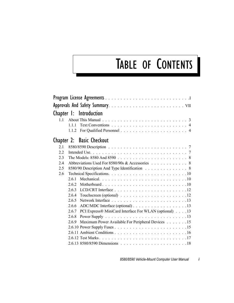 Psion Teklogix Vehicle-Mount Computer 8590 User Manual | Page 7 / 212