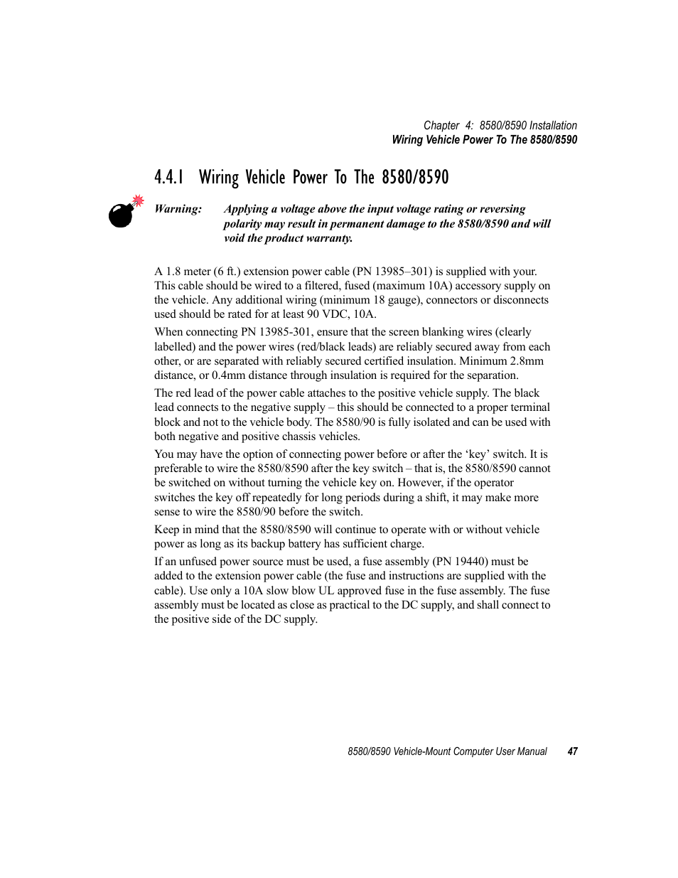 1 wiring vehicle power to the 8580/8590 | Psion Teklogix Vehicle-Mount Computer 8590 User Manual | Page 73 / 212