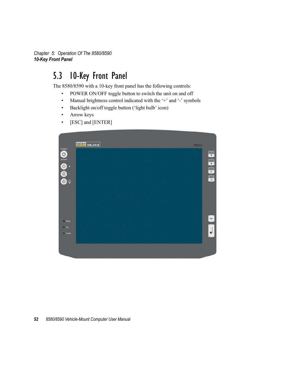 3 10-key front panel | Psion Teklogix Vehicle-Mount Computer 8590 User Manual | Page 78 / 212