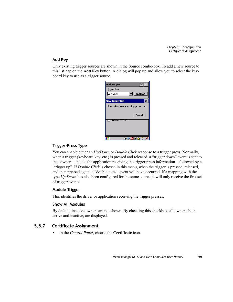 7 certificate assignment, Certificate assignment | Psion Teklogix NEO PX750 User Manual | Page 113 / 238