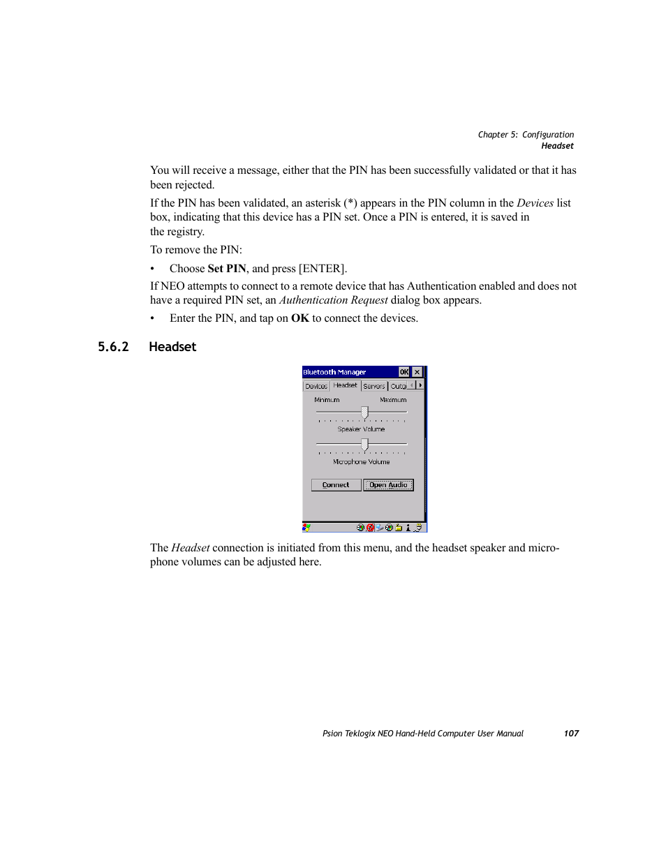 2 headset, Headset | Psion Teklogix NEO PX750 User Manual | Page 119 / 238
