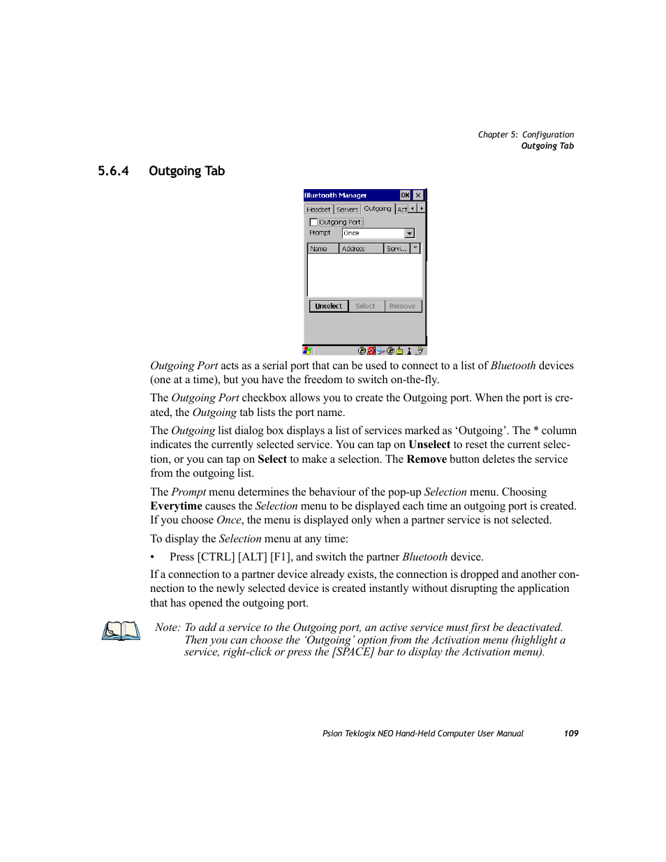 4 outgoing tab, Outgoing tab | Psion Teklogix NEO PX750 User Manual | Page 121 / 238