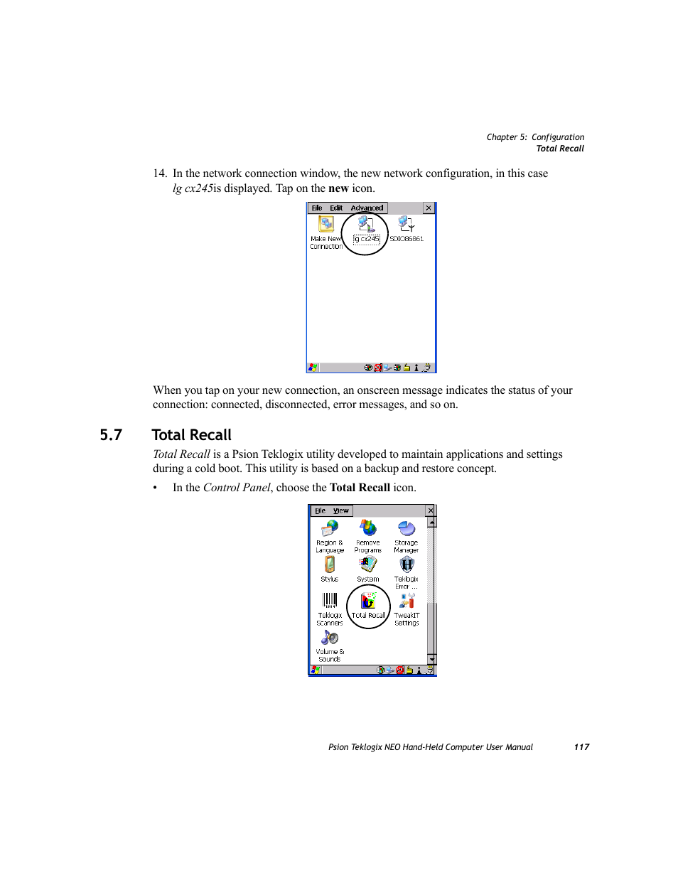 7 total recall, Total recall | Psion Teklogix NEO PX750 User Manual | Page 129 / 238