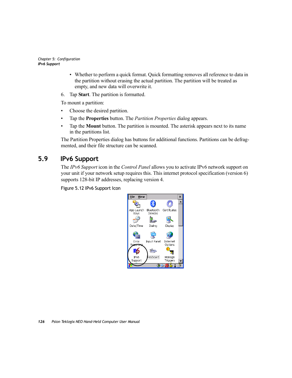 9 ipv6 support, Ipv6 support | Psion Teklogix NEO PX750 User Manual | Page 138 / 238