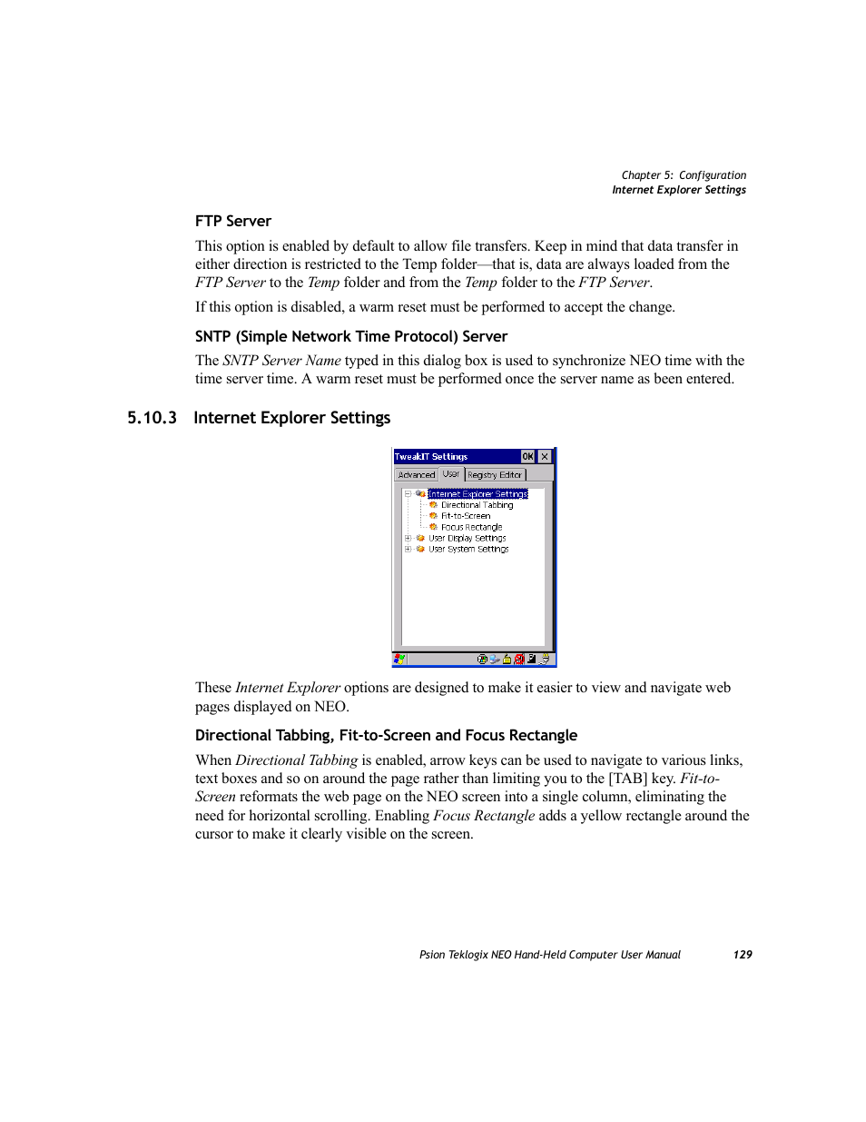 3 internet explorer settings | Psion Teklogix NEO PX750 User Manual | Page 141 / 238