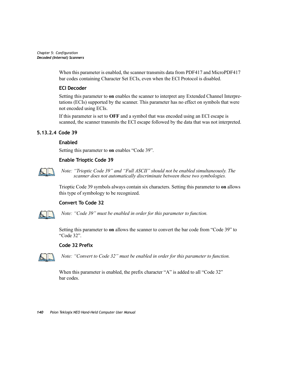 4 code 39 | Psion Teklogix NEO PX750 User Manual | Page 152 / 238