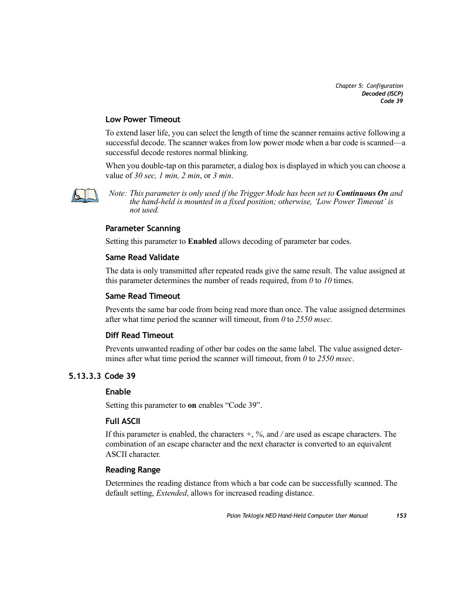 3 code 39 | Psion Teklogix NEO PX750 User Manual | Page 165 / 238