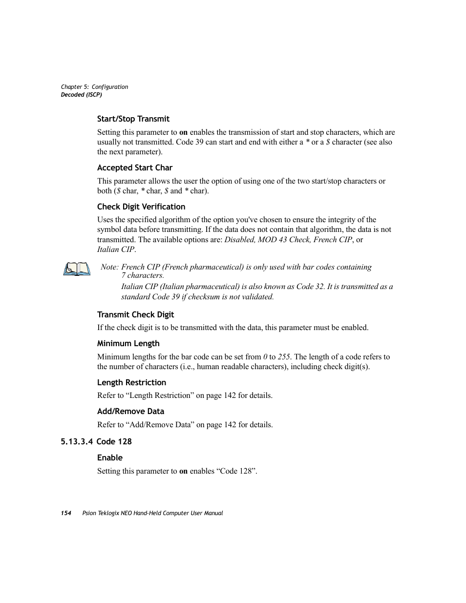 4 code 128 | Psion Teklogix NEO PX750 User Manual | Page 166 / 238