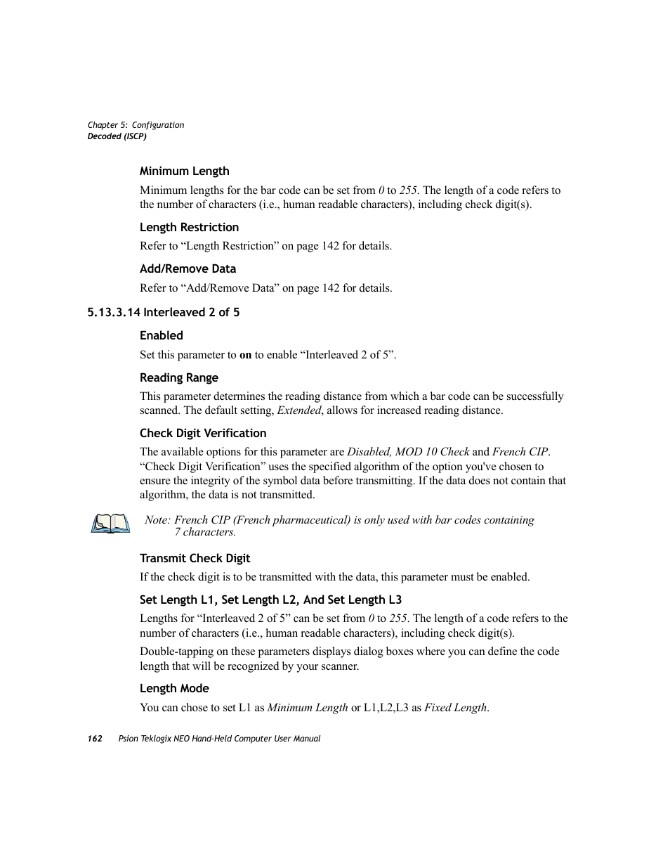 14 interleaved 2 of 5 | Psion Teklogix NEO PX750 User Manual | Page 174 / 238