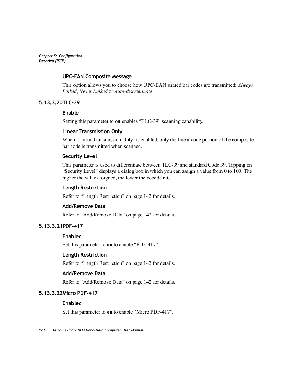 20 tlc-39, 21 pdf-417, 22 micro pdf-417 | Psion Teklogix NEO PX750 User Manual | Page 178 / 238