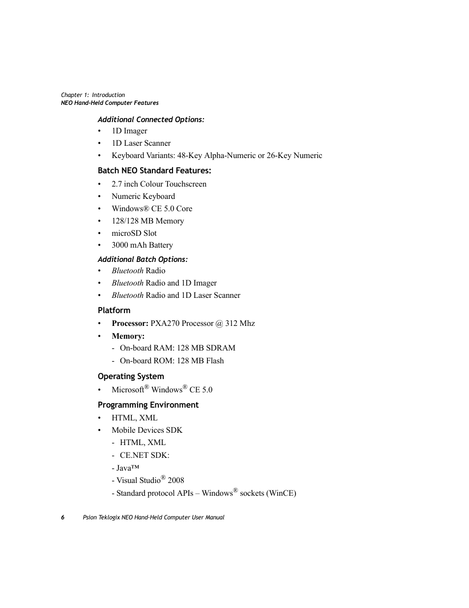 Psion Teklogix NEO PX750 User Manual | Page 18 / 238