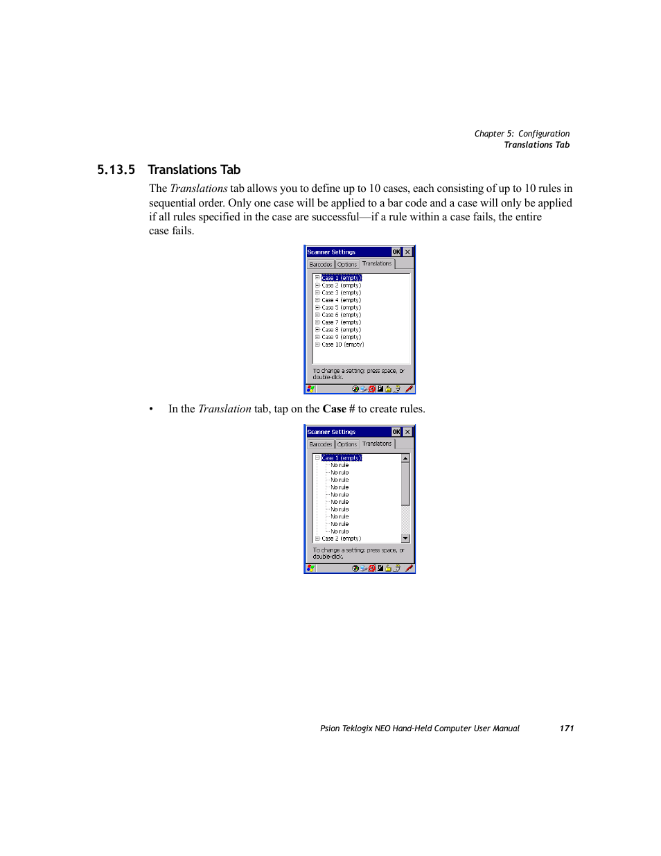 5 translations tab | Psion Teklogix NEO PX750 User Manual | Page 183 / 238