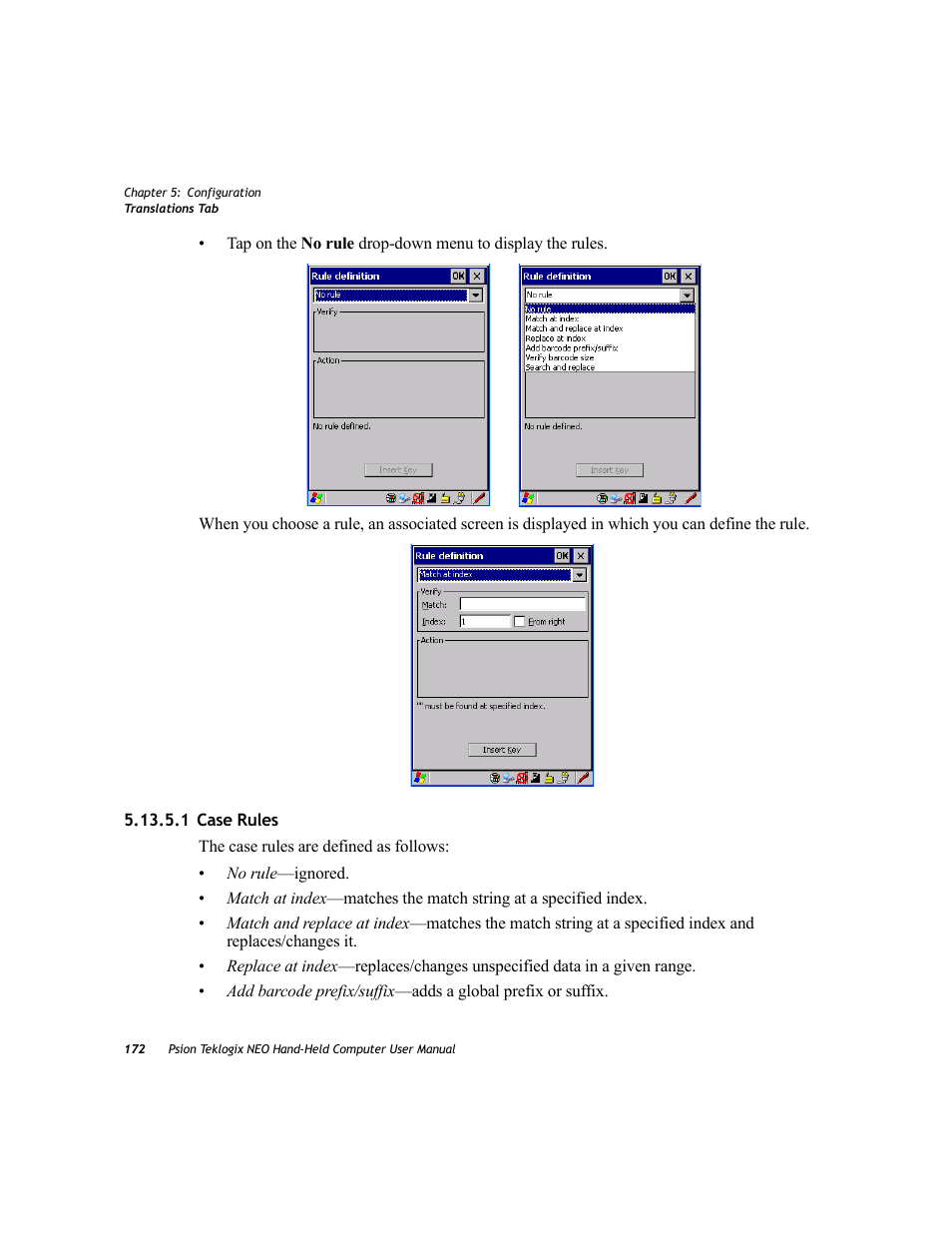 1 case rules | Psion Teklogix NEO PX750 User Manual | Page 184 / 238