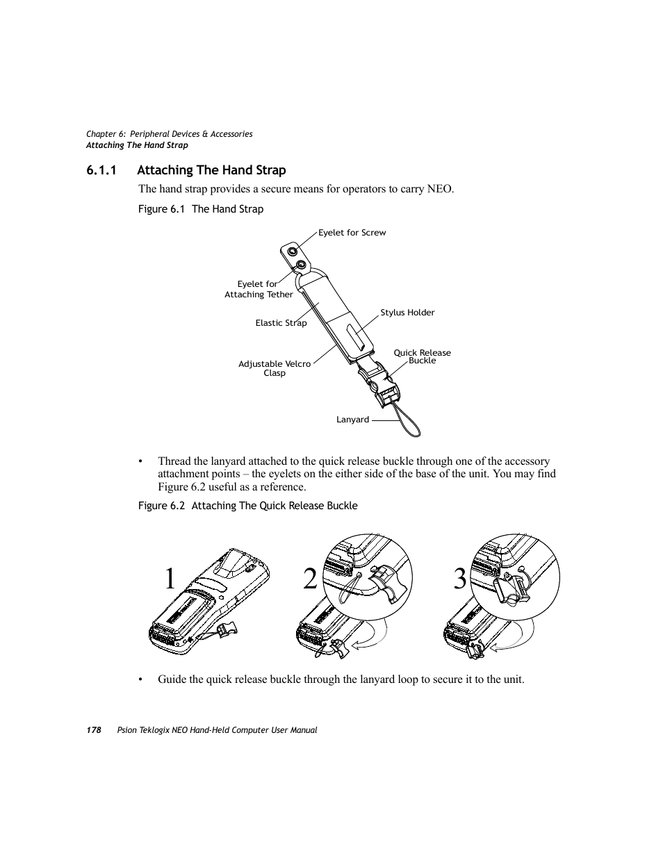 1 attaching the hand strap, Attaching the hand strap | Psion Teklogix NEO PX750 User Manual | Page 190 / 238